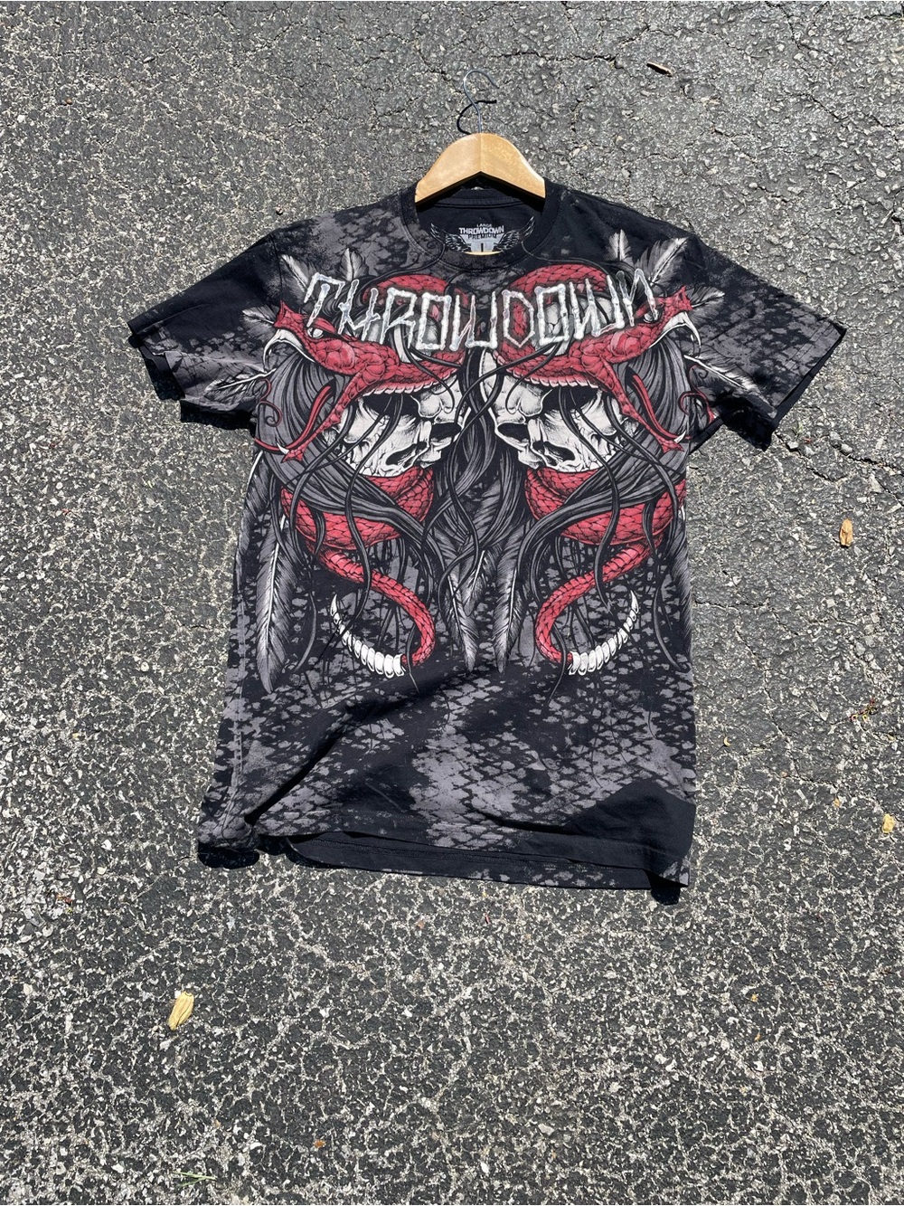 Affliction Black Tee with Red Skull & Snake Graphic